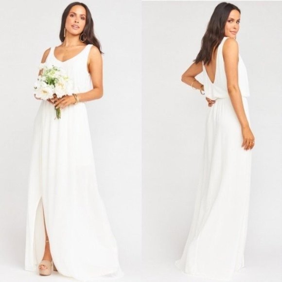 NWOT Show Me Your Mumu Kendall Maxi Dress in Wedding Cake Chiffon Size Small - Picture 1 of 11